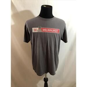 Be Milwaukee Bucks Gray Short Sleeve T Mens L Chest 205 Length 27